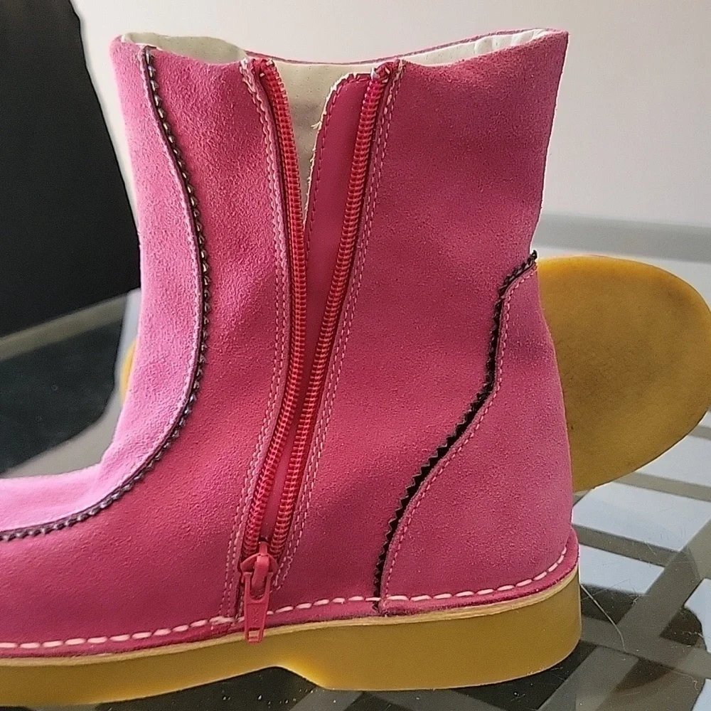 Girls Winter L'Amour Fiore Tall Faux Suede Boot Applique Flowers Hot Pink Zipper